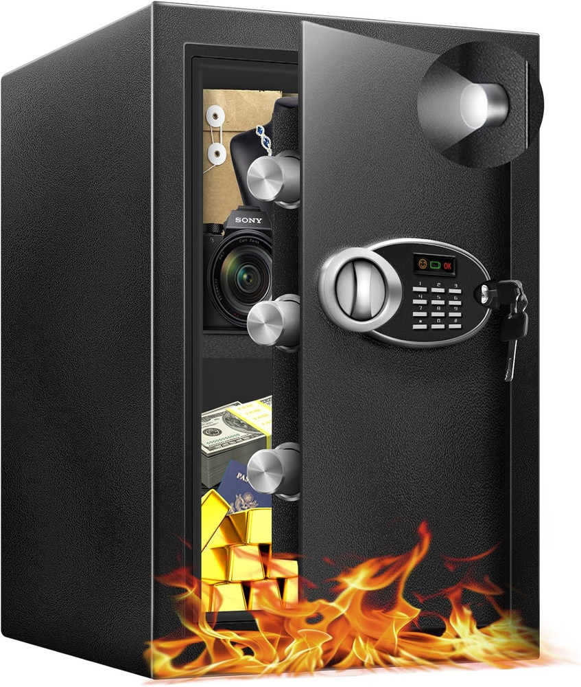 Large Fireproof Waterproof Safe Box with Digital Keypad & Combination Lock
