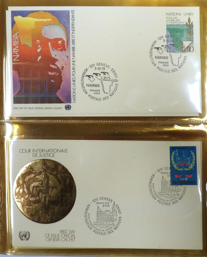 140 UNITED NATIONS FDCs in 35-Pg Enor Album, 1978-1983, New York, Geneva, Vienna