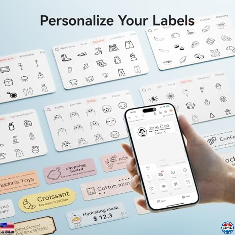 NIIMBOT Label Maker Machine Bluetooth Label Printer for School Home Office