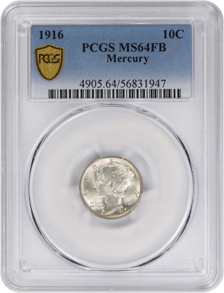 1916 Mercury Silver Dime MS64FB PCGS