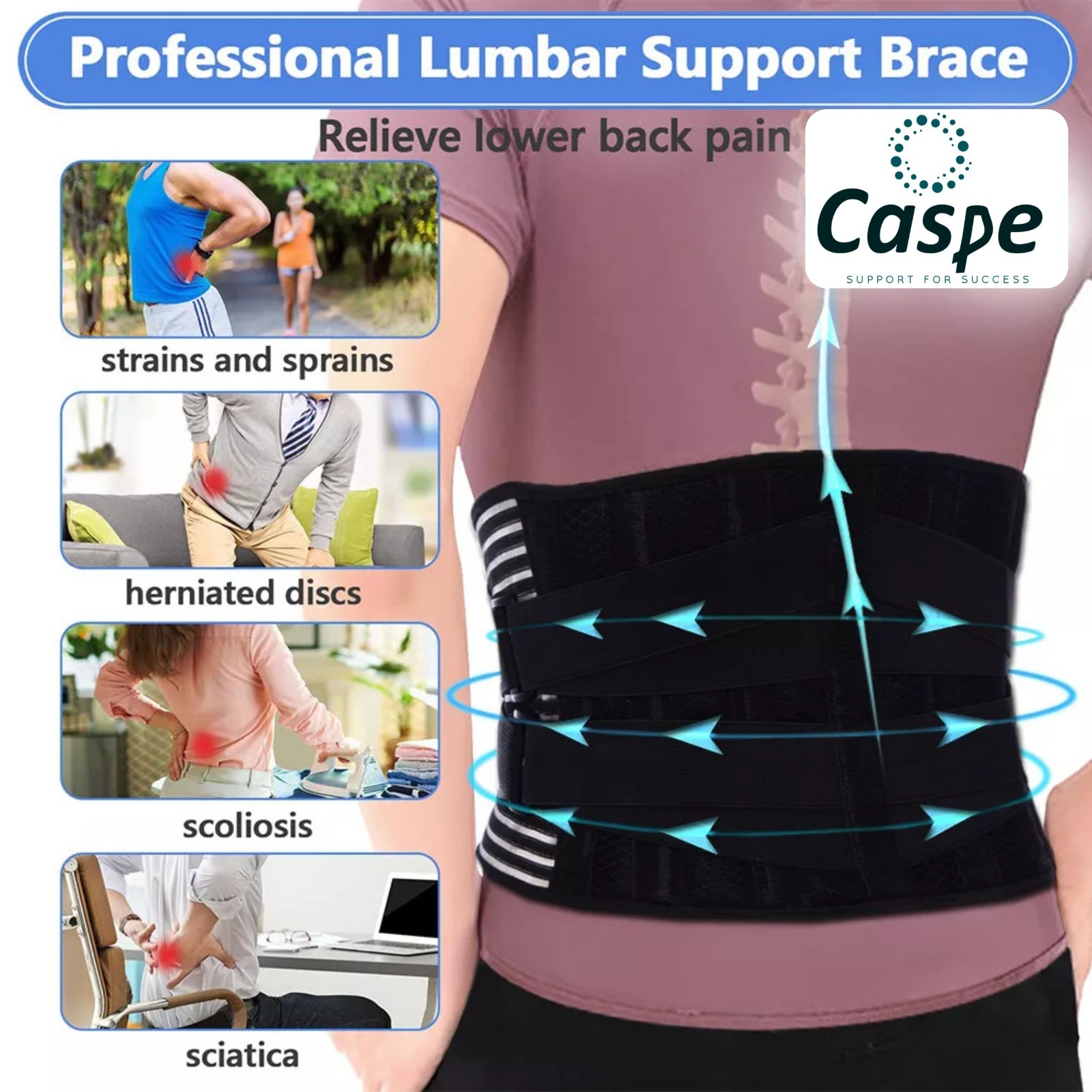 Adjustable Lower Back Brace Lumbar Support Waist Belt for Men Women Pain Relief