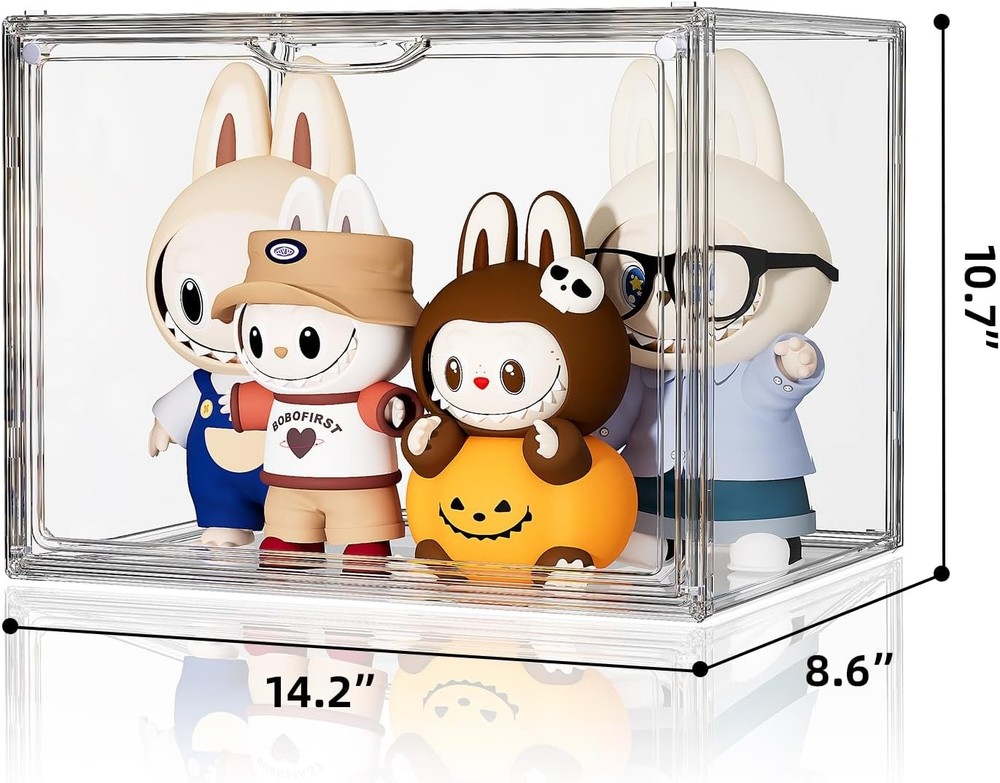 Clear Acrylic Display Case Large Stackable Storage Bins Magnetic Attraction Lids