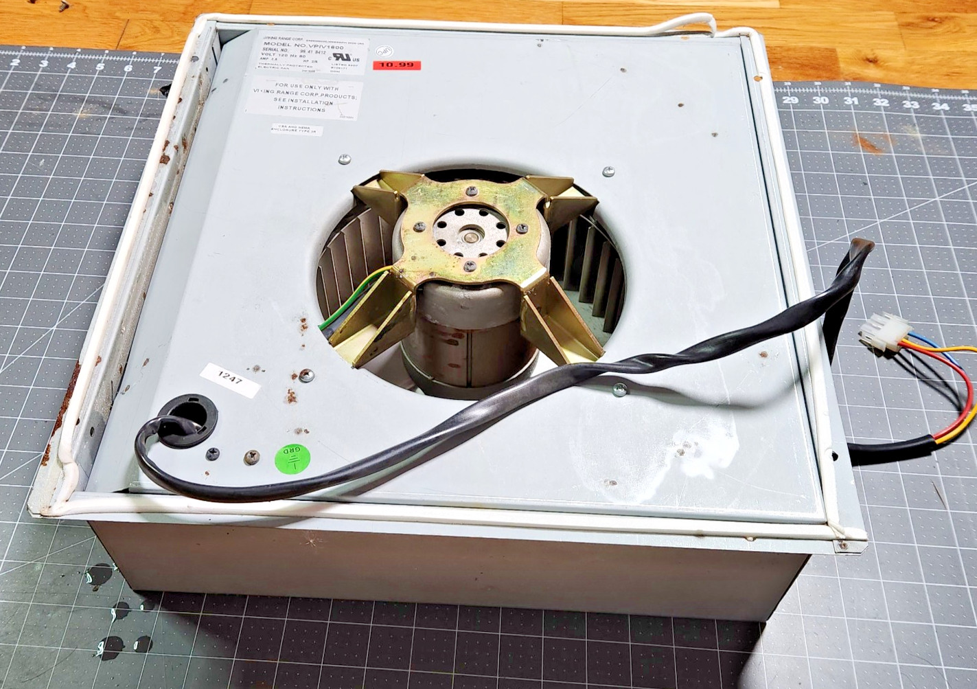 Viking Blower 600 cfm VPIV1600 for Downdraft VIPR160 Fan PD220008 Motor PD220009