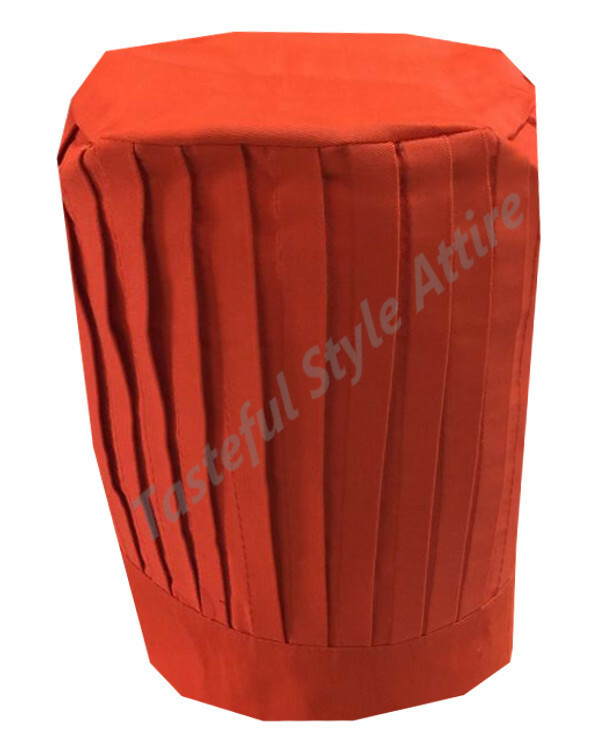 Adjustable Pleated Chef Tall Hat Orange Stylish Chef Tall Hat Kitchen chef hats