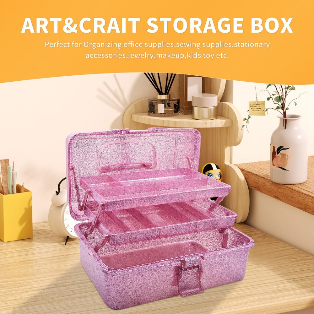 Saim Storage Bins,Three-Layer Multipurpose Art & Craft Storage Container,Carr...