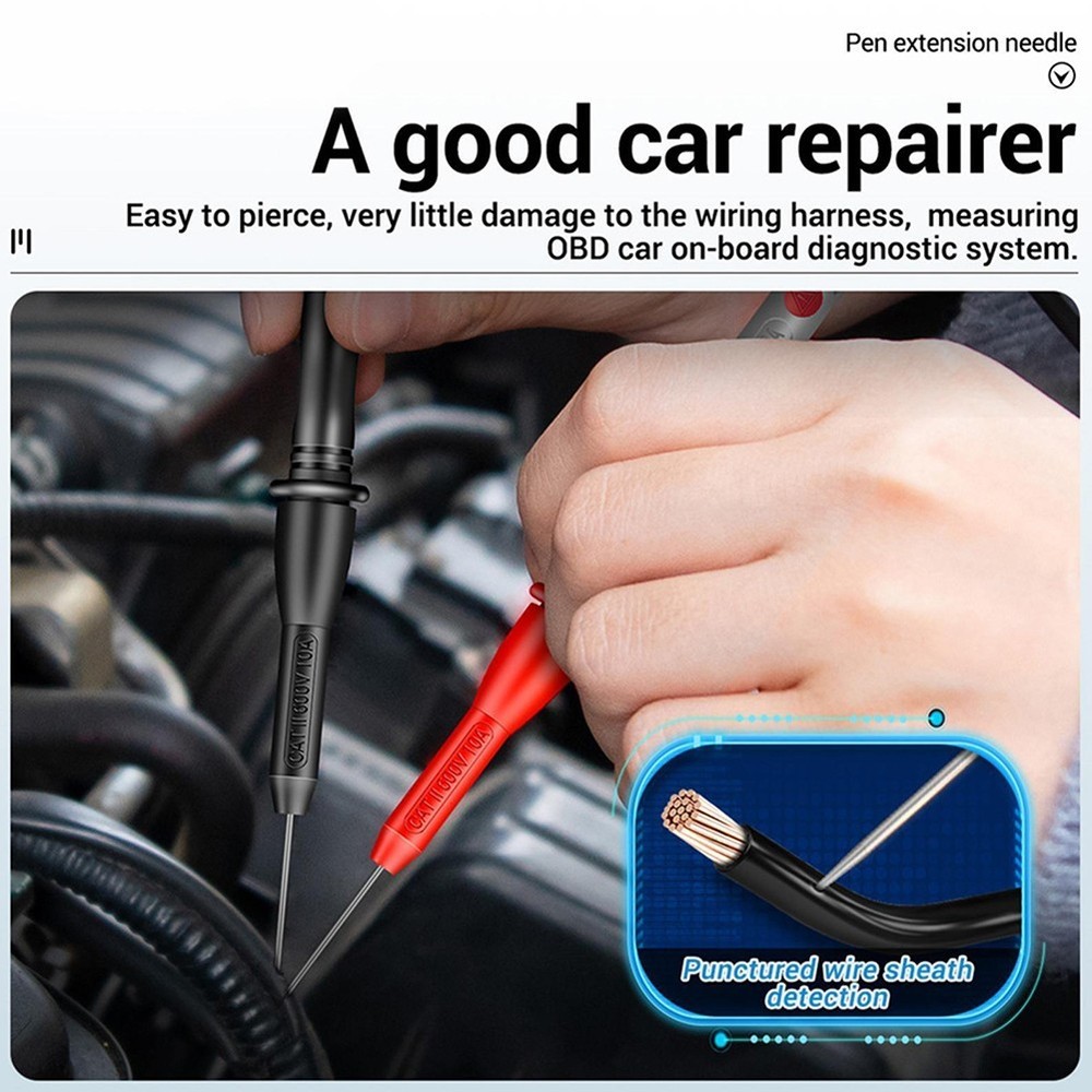 2 Pcs Multimeter Test-Lead Extension Back Probe Tip Needle Micro-Needle New