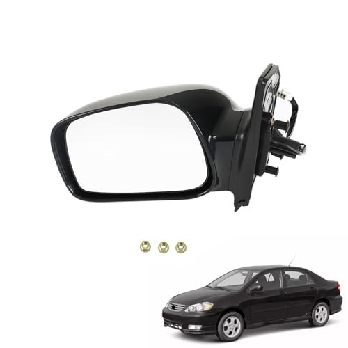 Black Driver Side Mirror Power Paintable Replacement for 2003-2008 Corolla