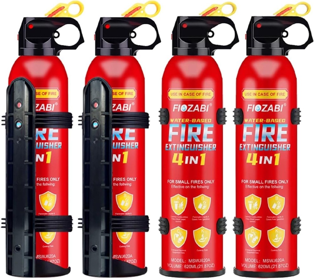 Portable Fire Extinguisher Spray 620ml 4 Pack ABC Multi‑Purpose w/ Bracket