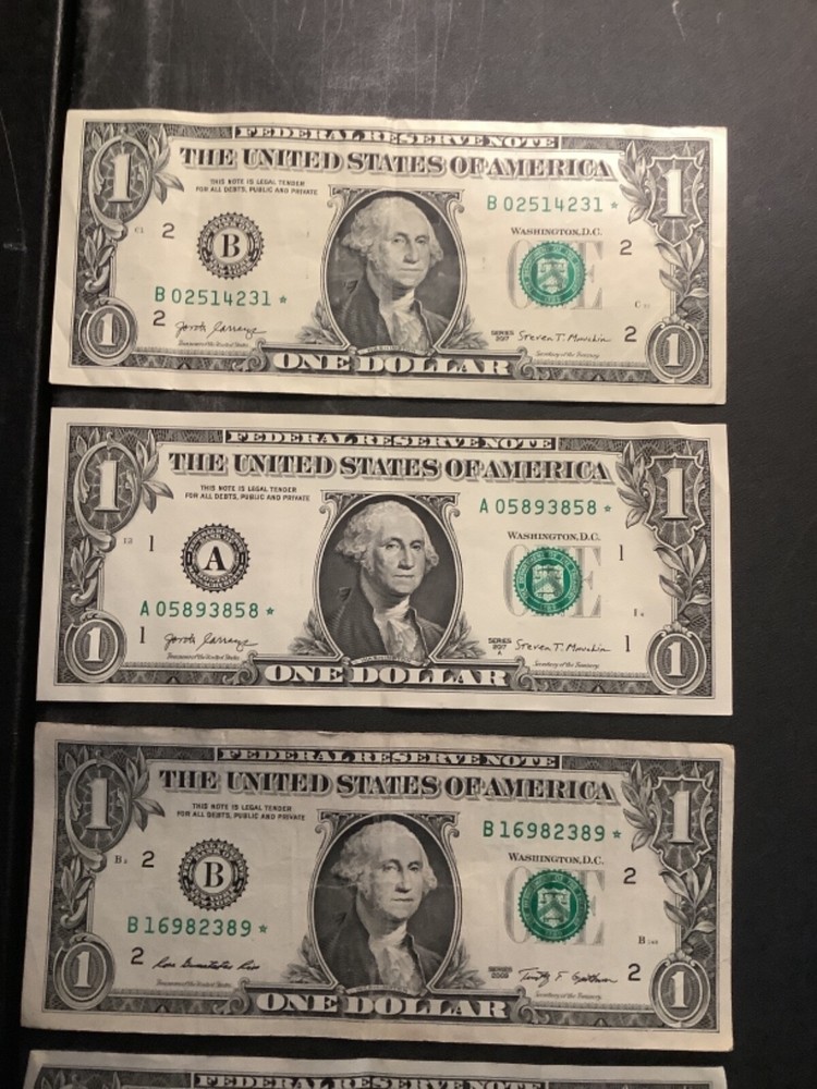 (5) One Dollar Bill Star Notes S/N’s In Description *045