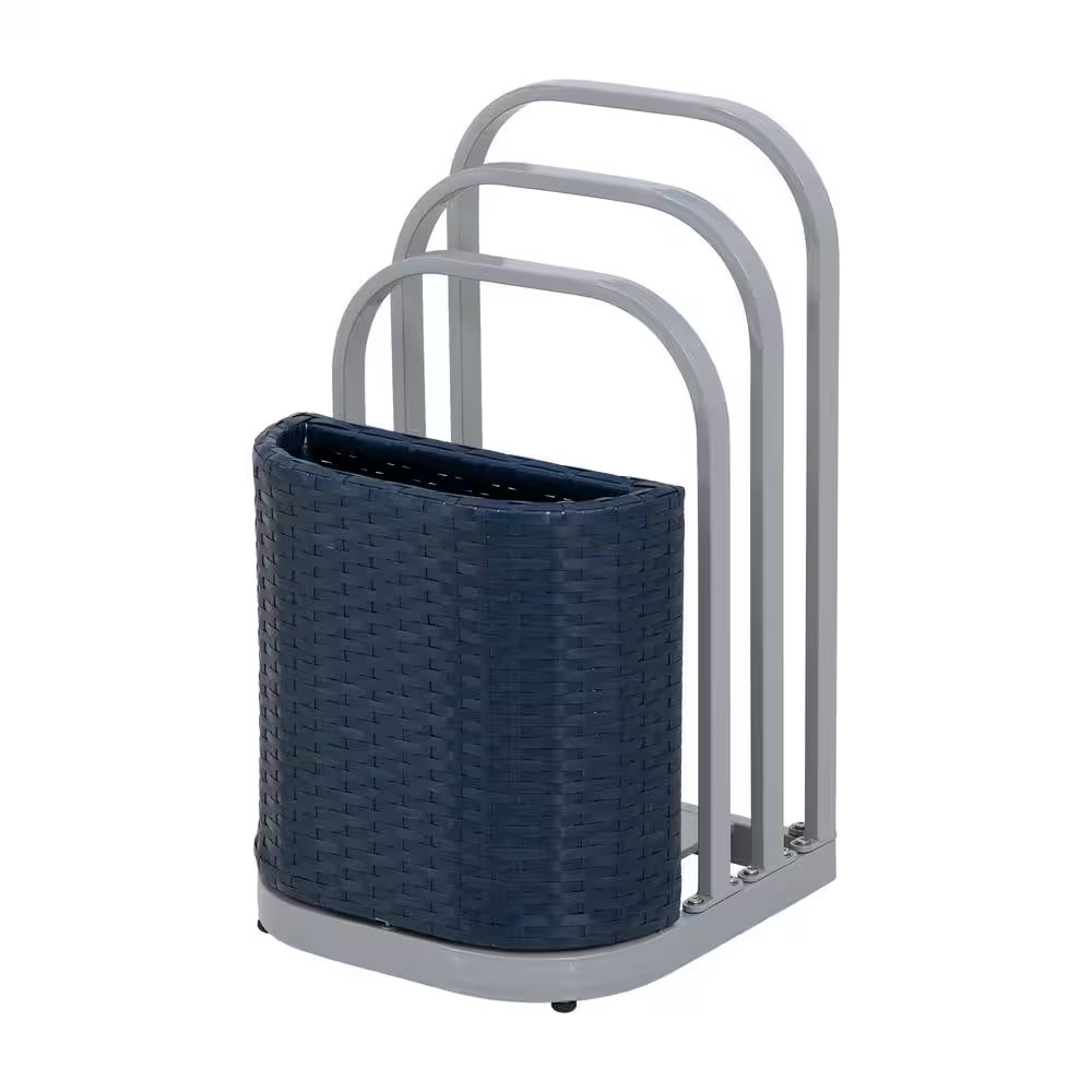 16 In. Rust-Proof Aluminum Pool Float Storage Rack, Wicker Poolside Floating Sto