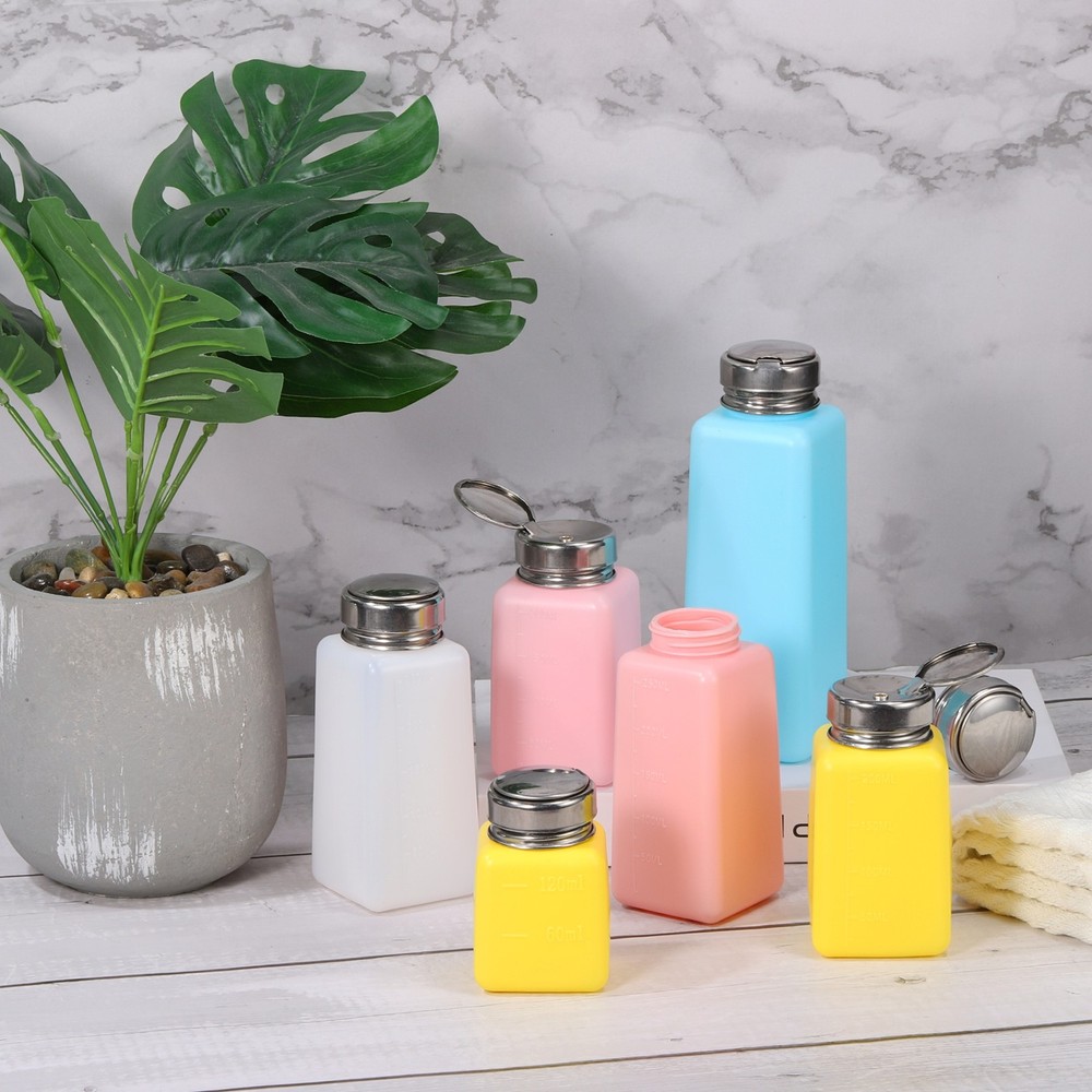 6 Oz/180ml Alcohol Push Down Pump Dispenser Bottle Press White, 5Pcs