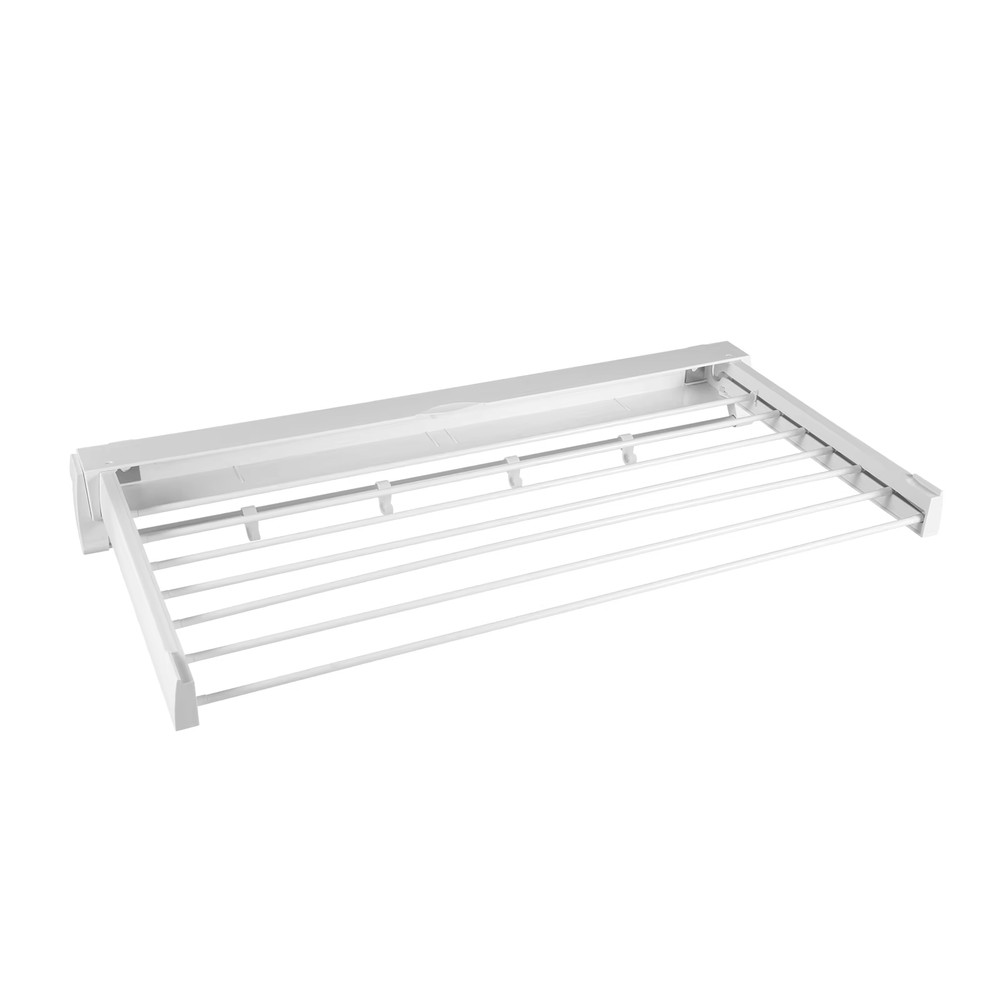 Wall Mount Retractable Clothes Drying Rack Foldable Aluminum Hanging Rods ABS Fr