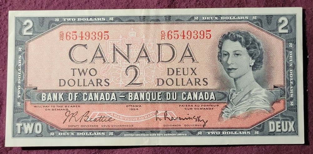 1954 Canada $2 - G/R Block - BC-38b  - Solid VF+