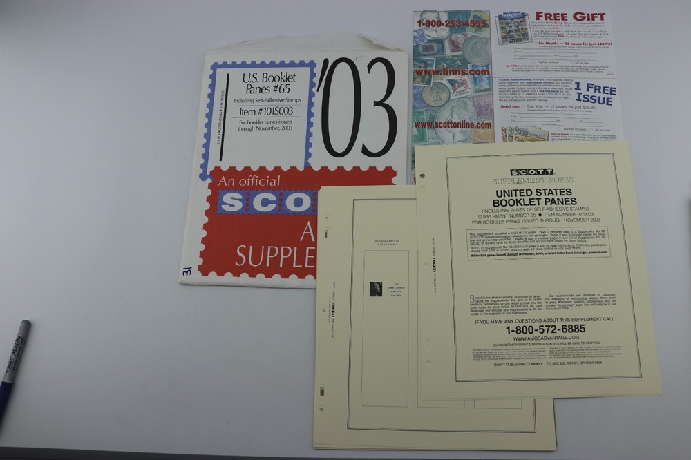 Scott supplements booklet US panes #65 ittem #101S003 issued 2003