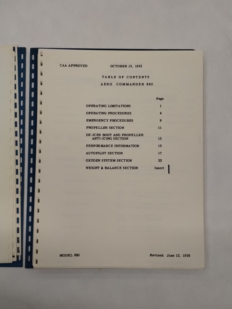 Aero Commander Model 680 Flight Manual-Original