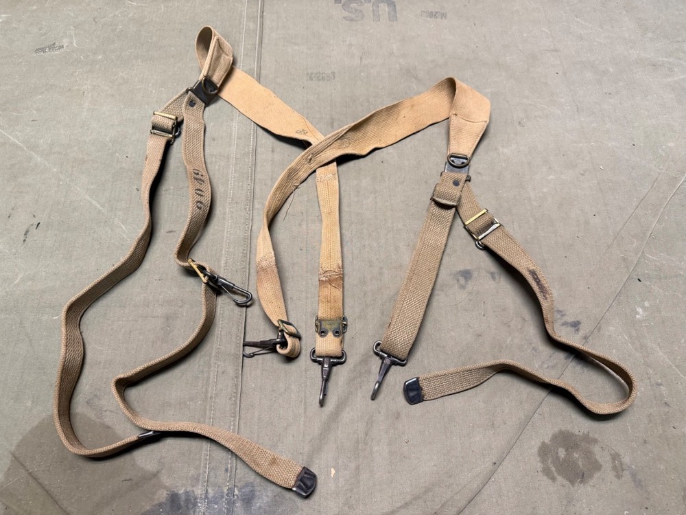 ORIGINAL WWII US ARMY M1936 COMBAT FIELD EQUIPMENT SUSPENDERS-OD#3, 1942