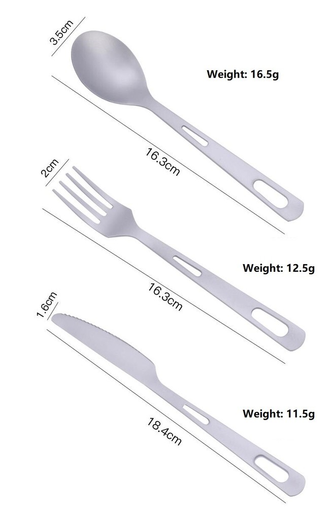 3PCS Tc4 Flatware Fork Spoon Set Lightweight Camping Utility Cutlery