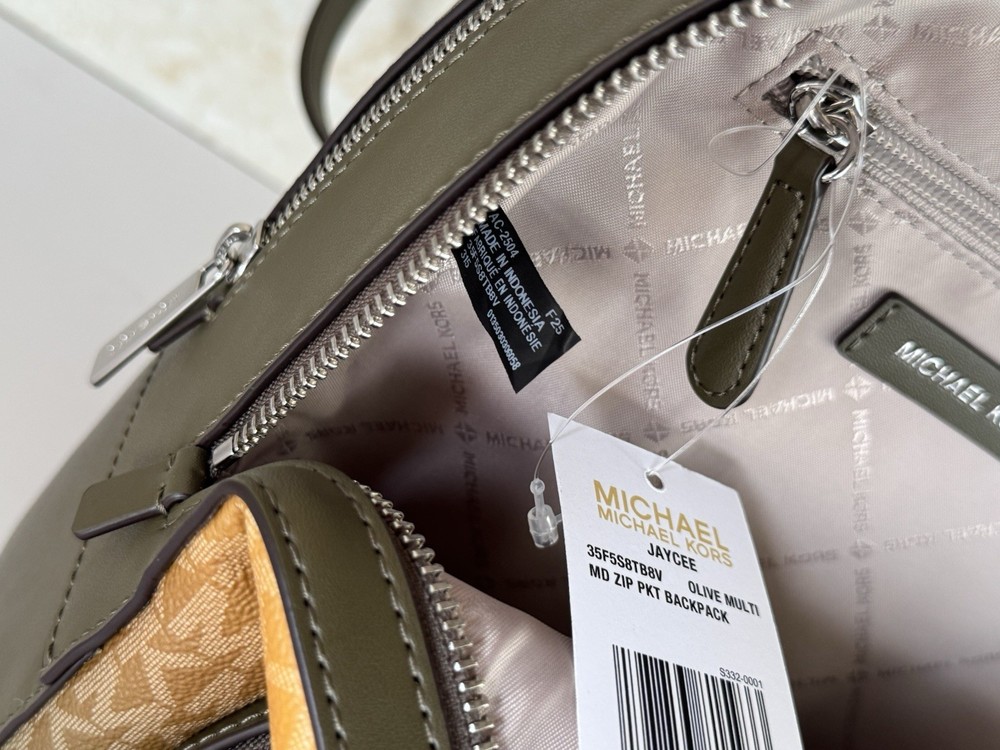 Michael Kors Jaycee Medium Zip Pocket Backpack MK Ombre Olive Multi