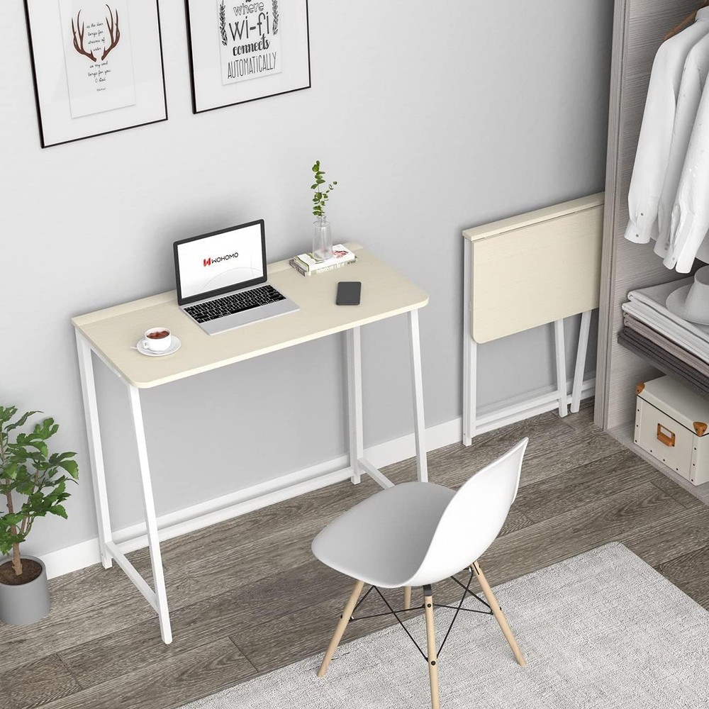Folding Desk Small Foldable Desk 31.5" Small Spaces Space Saving Computer Table