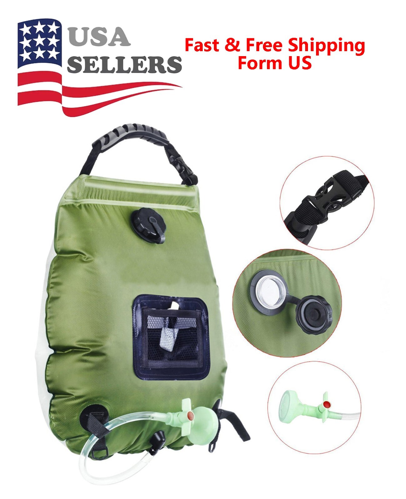 Solar Shower Bag 5 gallons/20L Solar Heating Camping Shower Bag for Camping