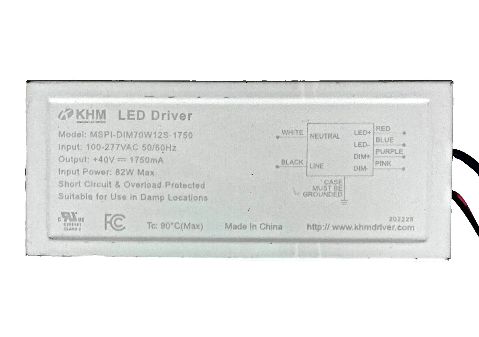 MSPI-DIM70W12S-1750 Dimmable LED Driver for 70W Wall Pack or Light Fixture