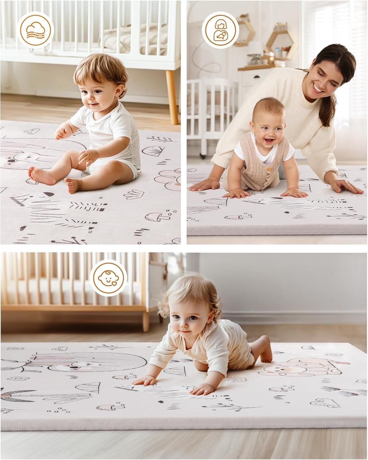Robud Baby Play Mat 50"X50" Non Slip Large Playpen Mat Thick Crawling Mat Pad