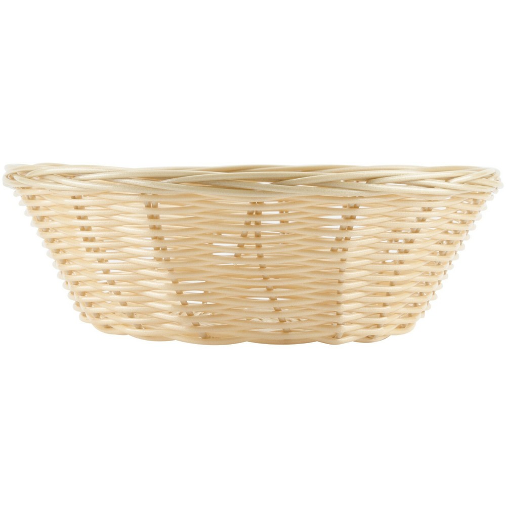 (SIX BASKETS) FOOD BASKET 8" RATTAN ROUND PLASTIC CODED FOR DURABILITY