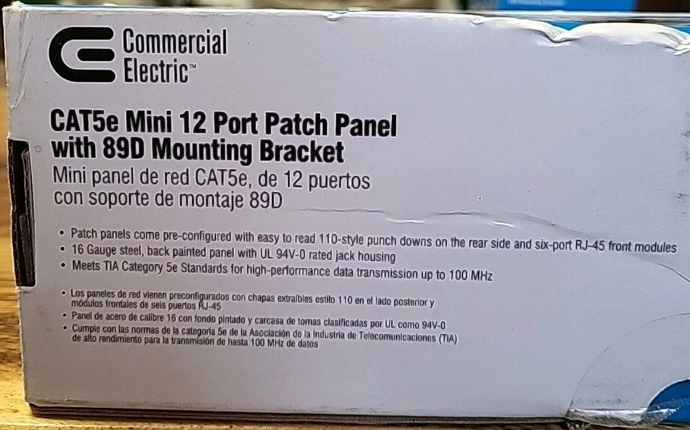 Commercial Electric CAT5e Mini 12-Port Patch Panel with 89D Mounting Bracket