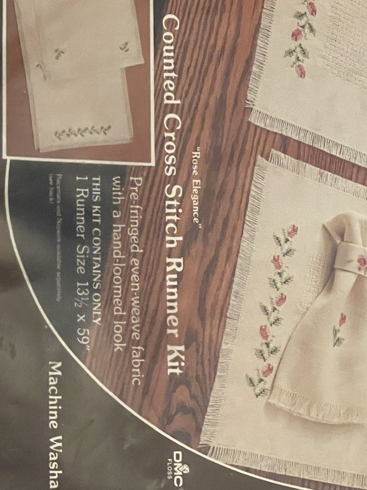 Paragon Needlecraft Counted Cross-Stitch Table Runner Kit #2186 Rose Elegance