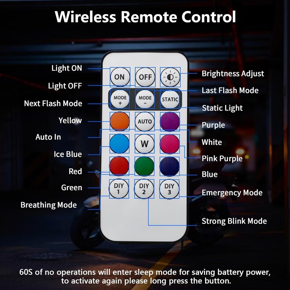 Upgraded Wireless Strobe Lights, 8 Colors, IP65 Waterproof