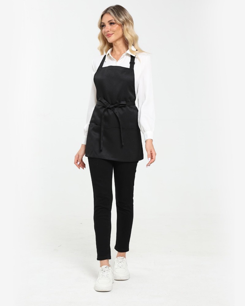 3 Pockets Adjustable Bib Apron Chef Kitchen Cooking Aprons for Men, Black