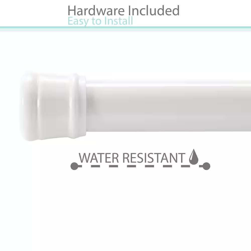 42 - 72 in. Spring Tension Shower Curtain Rod, White, Adjustable