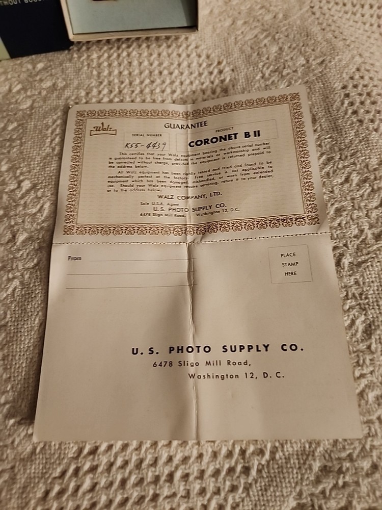 Walz Coronet B Model II Exposure Meter w/ Case, Box & Paperwork