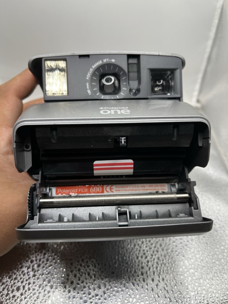 Polaroid One Instant Camera Silver 100mm Focus Range 3ft Untested As-is