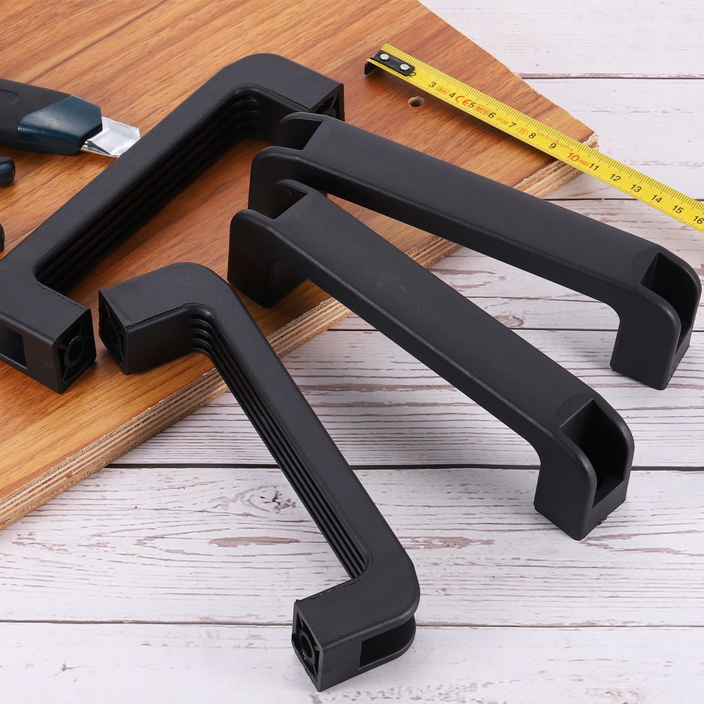 10 Pack Rectangular Plastic Pull Handle, 160mm Hole Center Cabinets Pull, Black