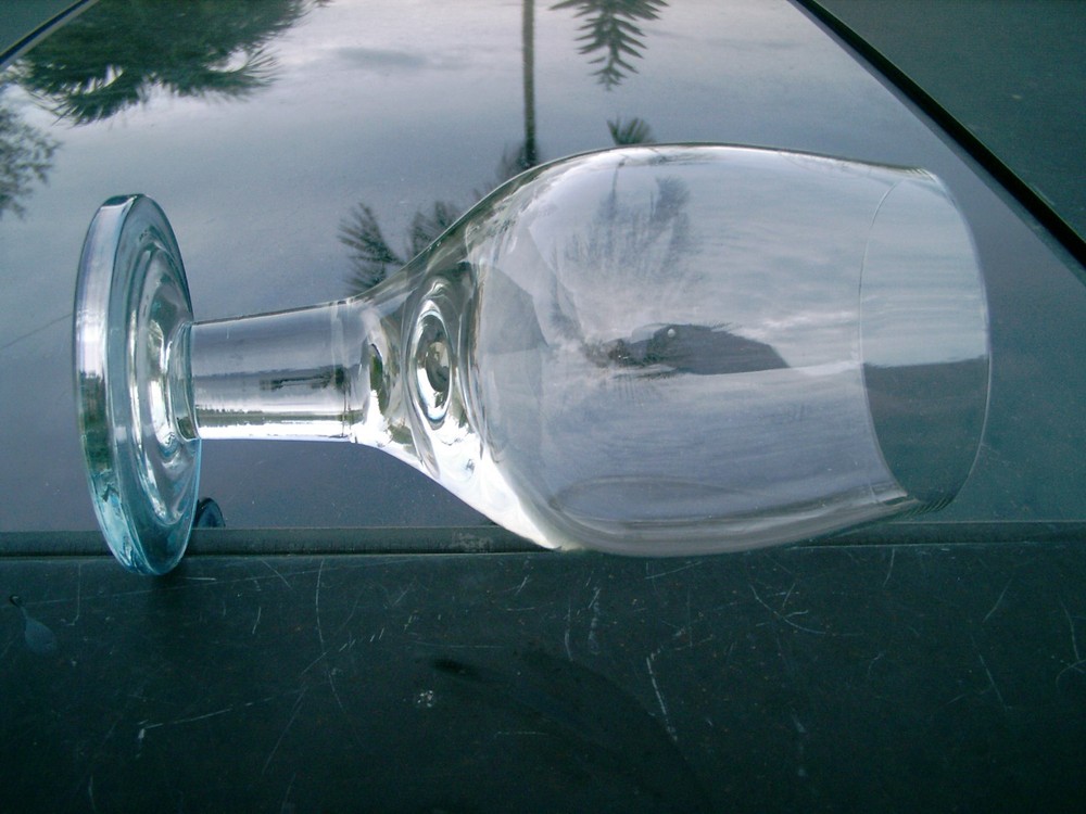 DANSK 7" STEMMED LIGHT BLUE BASE TRIM GLASS REPLACEMENT