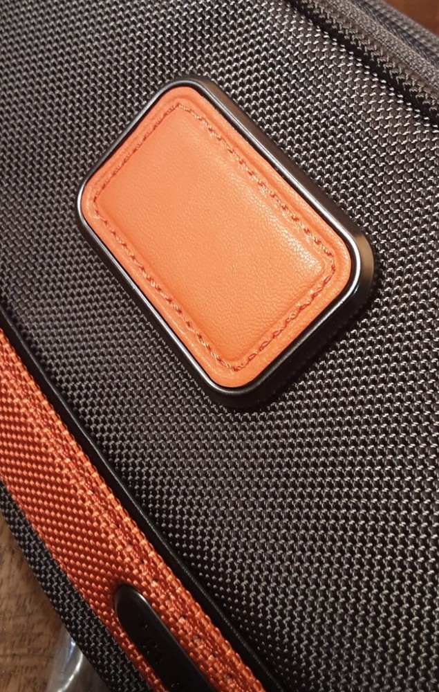 NEW Tumi Monogram Patch in Coral Leather