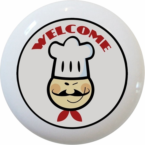 Welcome Chef Ceramic Kitchen Cabinet Drawer Pull Knob