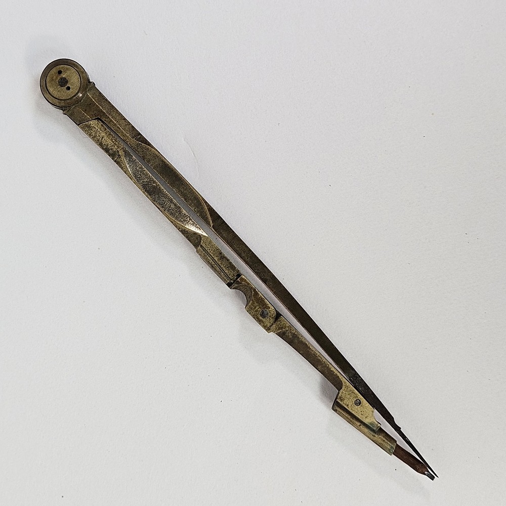 Vintage Brass Drawing Compass Divider Tool Engineering Drafting Antique