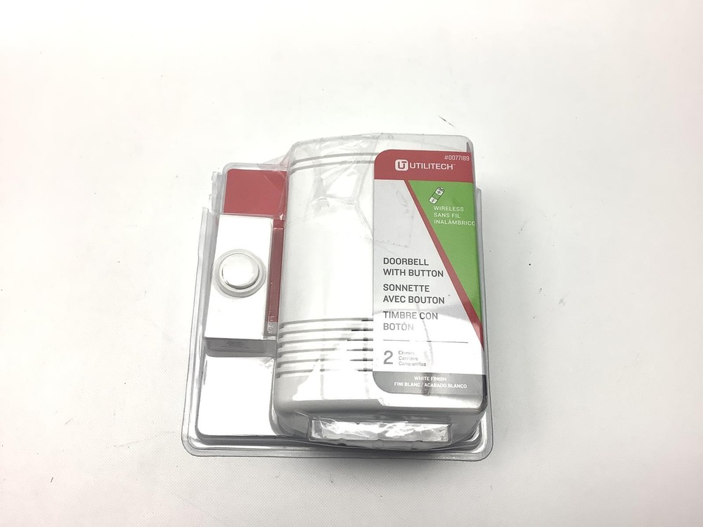 Utilitech Wireless Doorbell With Button 2 Chimes White Push Doorbell Button