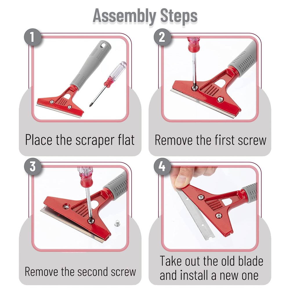 Bates- Razor Blade Scraper, 4" Scraper Tool with 10 Extra Scraper Blades, Paint