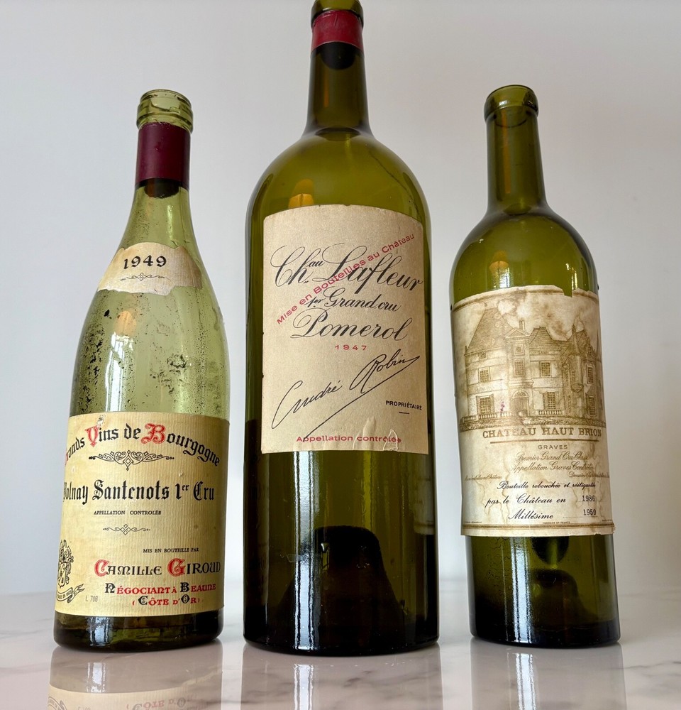 vintage empty wine bottles 1947/1949/1950