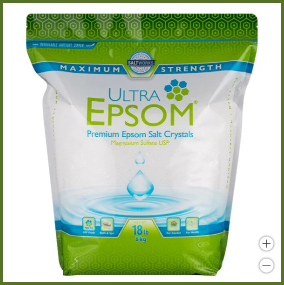 Saltworks Premium Ultra Epsom Bath Salt 18 lb - Unscented Medium Grain USP Grade
