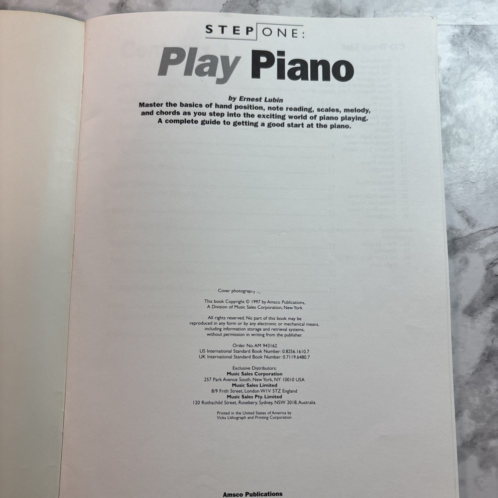 Step One Play Piano Includes CD