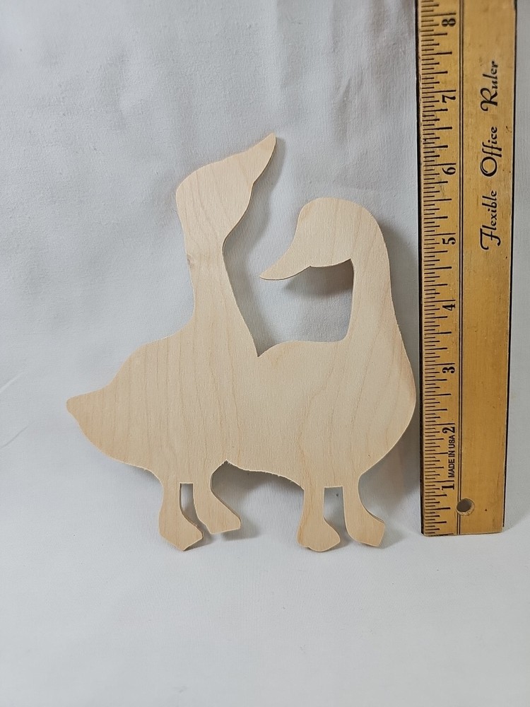 Geese Gaggle Goose Pair Solid Unfinished Wood Shape Cutout DIY Projects 7" x 6"