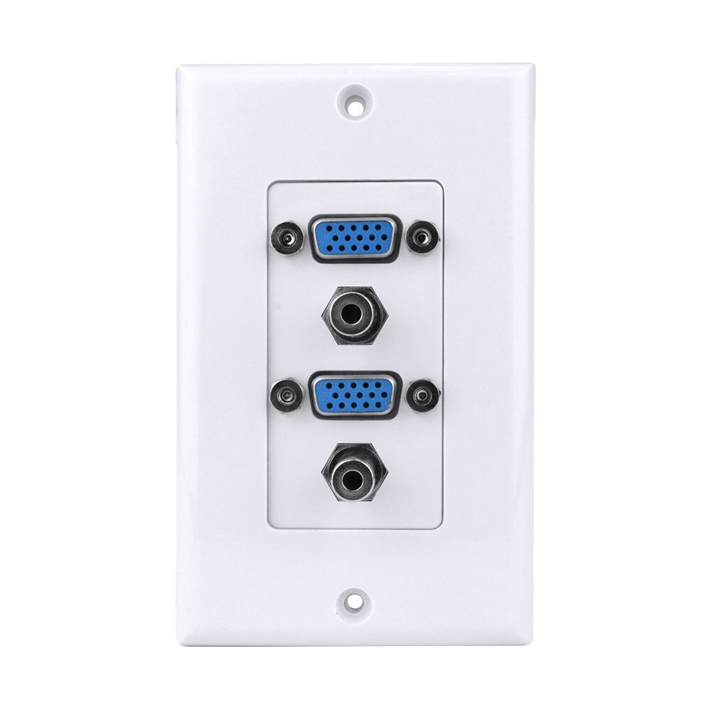 Construct Pro VGA + 3.5mm Dual Audio Wall Plate (White)