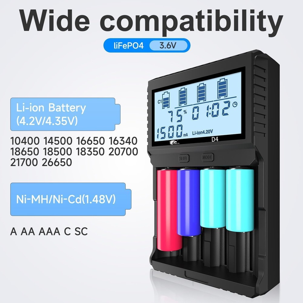 18650 Capacity Tester,18650 Battery Charger with Discharge & Testing Function, 2