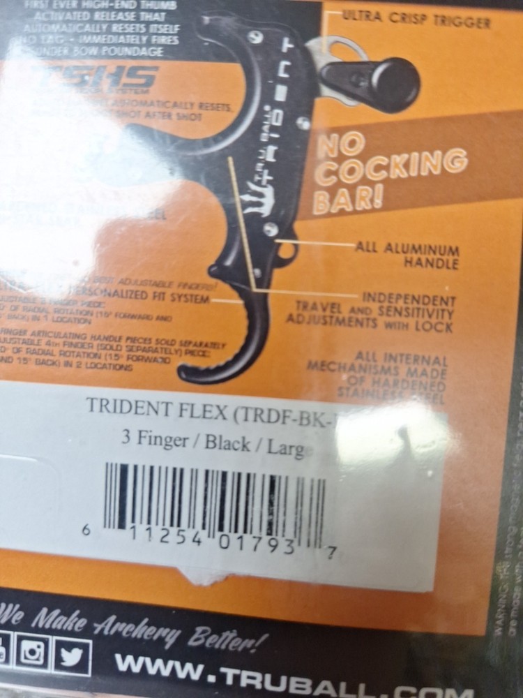 TRU Ball Trident Flex 3 Finger Thumb Release Large