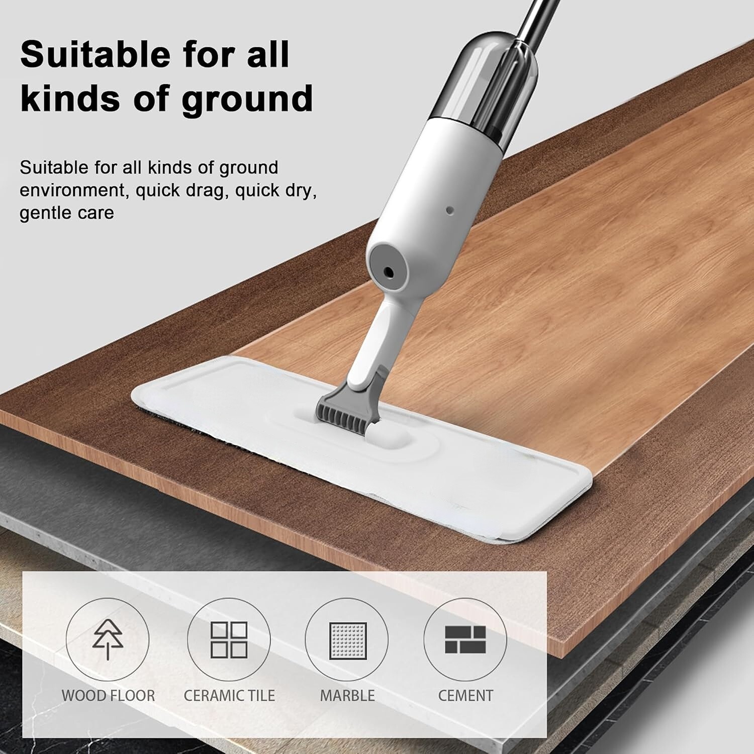 360° Spray Mops for Floor Cleaning with 5 Washable Pads, Wet Dry Microfiber Mop