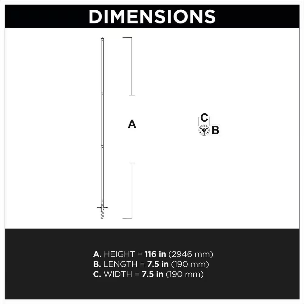 2-Pack 9 Ft. String Light Poles for Hanging Lights, Matte Black